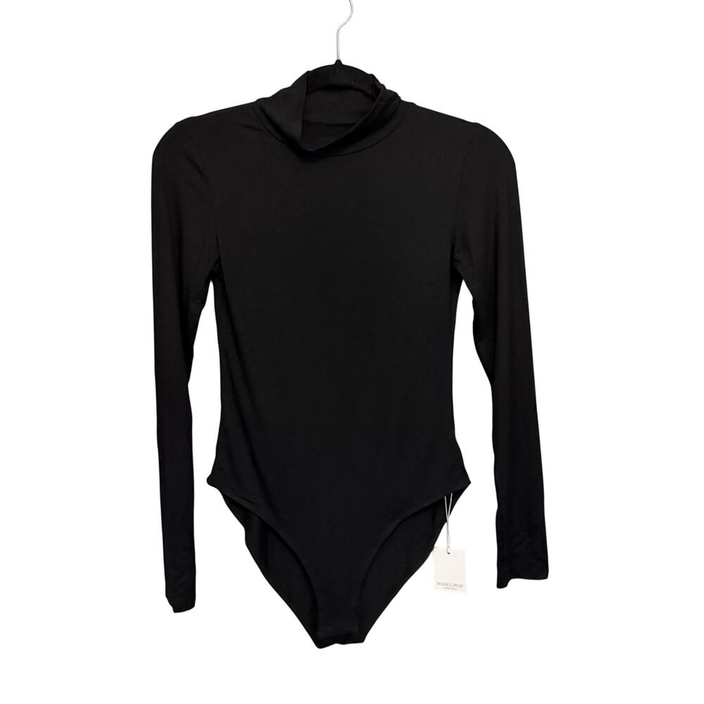 MangoPop Collection Long Sleeve Bodysuit S Black Minimalist Capsule Staple NWT